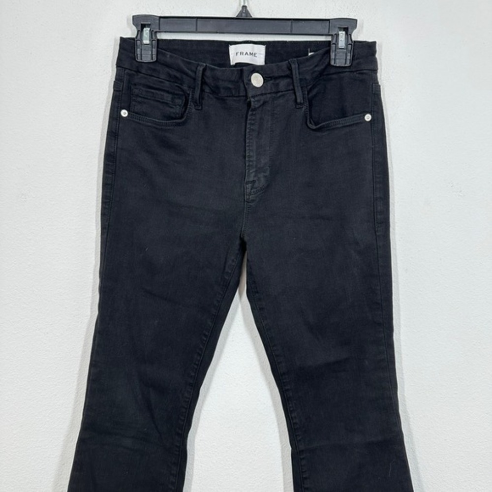 FRAME Le Crop Mini Boot Jeans Black Denim Cropped Flare‎ Womens Size 28 - Picture 2 of 9